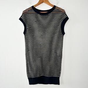 ALLSAINTS Knit Dress Womens Size 0 Oversized Black Gold Metallic Alt Edgy Grunge